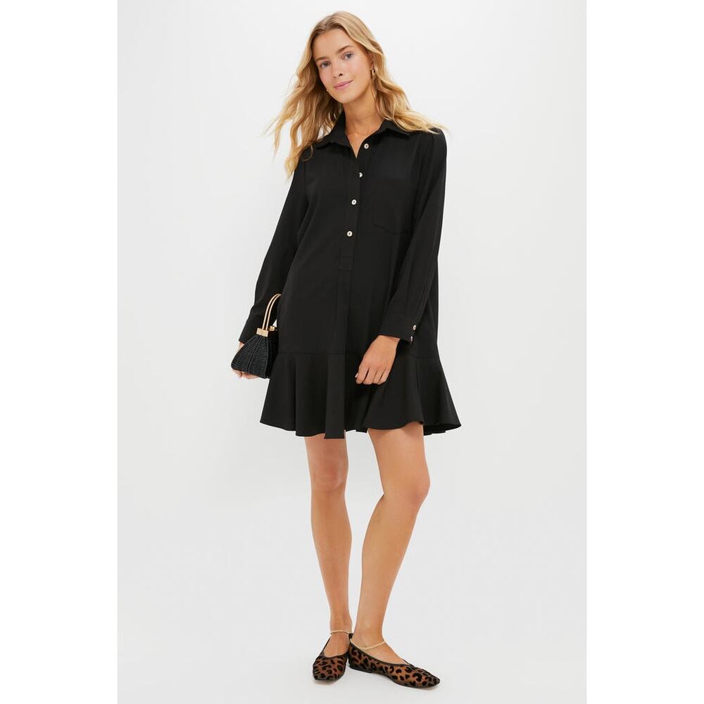 NWOT Pomander Place x Tuckernuck Black Crepe Callahan Shirt Dress Long Sleeve L - Picture 2 of 14